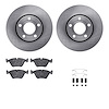 6612-73043 Brake Rotors w/5000 Euro Ceramic Brake Pads Kit with Hardware, 1989-1991 Audi/Volkswagen, Position: Front - image 1