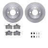 6612-73059 Brake Rotors w/5000 Euro Ceramic Brake Pads Kit with Hardware, 1989-1991 Audi/Volkswagen, Position: Rear - image 1