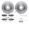 6612-73128 Brake Rotors w/5000 Euro Ceramic Brake Pads Kit with Hardware, 2004-2011 Audi/Volkswagen, Position: Front - image 1