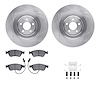 6612-73197 Brake Rotors w/5000 Euro Ceramic Brake Pads Kit with Hardware, 2007-2011 Audi/Volkswagen, Position: Front - image 1
