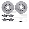 6612-74070 Brake Rotors w/5000 Euro Ceramic Brake Pads Kit with Hardware, 1996-1998 Audi/Volkswagen, Position: Front - image 1