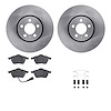 6612-74099 Brake Rotors w/5000 Euro Ceramic Brake Pads Kit with Hardware, 1999-2010 Audi/Volkswagen, Position: Front - image 1