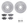 6612-74129 Brake Rotors w/5000 Euro Ceramic Brake Pads Kit with Hardware, 2005-2018 Audi/Volkswagen, Position: Front - image 1