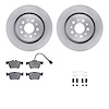 6612-79010 Brake Rotors w/5000 Euro Ceramic Brake Pads Kit with Hardware, Fits Select Maserati, Position: Rear