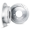 7002-63083 Drilled/Slotted Brake Rotors [Silver], Fits Select Multiple Makes/Models, Position: Rear - image 1
