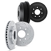 7004-54145 Drilled/Slotted Brake Rotors & Drums Kit [Silver], 1997-2004 Ford/Lincoln/Mercury/Mazda, Position: Front and Rear - image 1