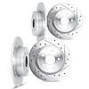 7004-63018 Drilled/Slotted Brake Rotors [Silver], 1961-1966 Mercedes-Benz, Position: Front and Rear - image 1