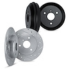 7004-63124 Drilled/Slotted Brake Rotors & Drums Kit [Silver], 2005-2016 Smart, Position: Front and Rear - image 1