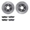 7202-40122 Drilled/Slotted Rotors w/Heavy-Duty Brake Pads Kit [Silver], 2002-2006 Mopar, Position: Front - image 1