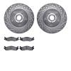 7202-42032 Drilled/Slotted Rotors w/Heavy-Duty Brake Pads Kit [Silver], 1986-1992 Mopar, Position: Front - image 1