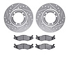 7202-44001 Drilled/Slotted Rotors w/Heavy-Duty Brake Pads Kit [Silver], 1992-2004 Mopar, Position: Front, Rear - image 1