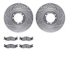 7202-44002 Drilled/Slotted Rotors w/Heavy-Duty Brake Pads Kit [Silver], 1996-2006 Mopar, Position: Rear - image 1