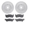 7202-47014 Drilled/Slotted Rotors w/Heavy-Duty Brake Pads Kit [Silver], 1969-1974 GM, Position: Front - image 1