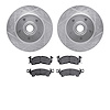 7202-47015 Drilled/Slotted Rotors w/Heavy-Duty Brake Pads Kit [Silver], 1970-1981 GM, Position: Front - image 1