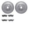 7202-47016 Drilled/Slotted Rotors w/Heavy-Duty Brake Pads Kit [Silver], 1977-1978 GM, Position: Front - image 1