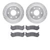 7202-48013 Drilled/Slotted Rotors w/Heavy-Duty Brake Pads Kit [Silver], 1999-2008 GM, Position: Front - image 1