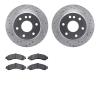 7202-48036 Drilled/Slotted Rotors w/Heavy-Duty Brake Pads Kit [Silver], 2000-2006 GM, Position: Rear - image 1