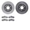 7202-48052 Drilled/Slotted Rotors w/Heavy-Duty Brake Pads Kit [Silver], 2002-2005 GM, Position: Front - image 1