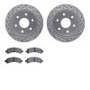 7202-48053 Drilled/Slotted Rotors w/Heavy-Duty Brake Pads Kit [Silver], 2003-2005 GM, Position: Rear - image 1