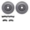 7202-55001 Drilled/Slotted Rotors w/Heavy-Duty Brake Pads Kit [Silver], 1987-1992 Ford/Lincoln/Mercury/Mazda, Position: Front - image 1