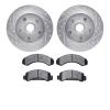 7202-99092 Drilled/Slotted Rotors w/Heavy-Duty Brake Pads Kit [Silver], 1983-1994 Ford/Lincoln/Mercury/Mazda, Position: Front - image 1