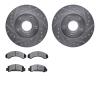7202-99093 Drilled/Slotted Rotors w/Heavy-Duty Brake Pads Kit [Silver], 1983-1992 Ford/Lincoln/Mercury/Mazda, Position: Front - image 1