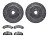 7202-99101 Drilled/Slotted Rotors w/Heavy-Duty Brake Pads Kit [Silver], 1986-1992 Ford/Lincoln/Mercury/Mazda, Position: Front - image 1
