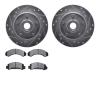 7202-99104 Drilled/Slotted Rotors w/Heavy-Duty Brake Pads Kit [Silver], 1991-1994 Ford/Lincoln/Mercury/Mazda, Position: Front - image 1