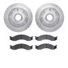 7202-99105 Drilled/Slotted Rotors w/Heavy-Duty Brake Pads Kit [Silver], 1992-1994 Ford/Lincoln/Mercury/Mazda, Position: Front - image 1