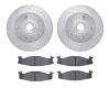 7202-99108 Drilled/Slotted Rotors w/Heavy-Duty Brake Pads Kit [Silver], 1994-2003 Ford/Lincoln/Mercury/Mazda, Position: Front - image 1