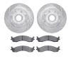 7202-99113 Drilled/Slotted Rotors w/Heavy-Duty Brake Pads Kit [Silver], 1995-2000 Ford/Lincoln/Mercury/Mazda, Position: Front - image 1