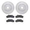 7202-99117 Drilled/Slotted Rotors w/Heavy-Duty Brake Pads Kit [Silver], 1995-1997 Ford/Lincoln/Mercury/Mazda, Position: Front - image 1