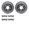 7202-99124 Drilled/Slotted Rotors w/Heavy-Duty Brake Pads Kit [Silver], 1995-2002 Ford/Lincoln/Mercury/Mazda, Position: Rear - image 1