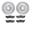 7202-99136 Drilled/Slotted Rotors w/Heavy-Duty Brake Pads Kit [Silver], 1997-2000 Ford/Lincoln/Mercury/Mazda, Position: Front - image 1