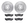 7202-99157 Drilled/Slotted Rotors w/Heavy-Duty Brake Pads Kit [Silver], 1999-2004 Ford/Lincoln/Mercury/Mazda, Position: Front - image 1