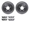 7202-99162 Drilled/Slotted Rotors w/Heavy-Duty Brake Pads Kit [Silver], 1997-2004 Ford/Lincoln/Mercury/Mazda, Position: Rear - image 1