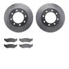 7202-99164 Drilled/Slotted Rotors w/Heavy-Duty Brake Pads Kit [Silver], 1999-2005 Ford/Lincoln/Mercury/Mazda, Position: Front - image 1