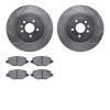 7202-99227 Drilled/Slotted Rotors w/Heavy-Duty Brake Pads Kit [Silver], 2013-2019 Ford/Lincoln/Mercury/Mazda, Position: Rear - image 1