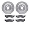 7202-99261 Drilled/Slotted Rotors w/Heavy-Duty Brake Pads Kit [Silver], 2013-2019 Ford/Lincoln/Mercury/Mazda, Position: Front - image 1