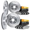 7204-39056 Drilled/Slotted Rotors w/Heavy-Duty Brake Pads Kit [Silver], 2006-2014 Mopar, Position: Front and Rear - image 1