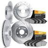 7204-42060 Drilled/Slotted Rotors w/Heavy-Duty Brake Pads Kit [Silver], 2007-2018 Mopar, Position: Front and Rear - image 1