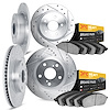 7204-54001 Drilled/Slotted Rotors w/Heavy-Duty Brake Pads Kit [Silver], 2006-2010 Ford/Lincoln/Mercury/Mazda, Position: Front an - image 1