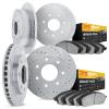 7204-99048 Drilled/Slotted Rotors w/Heavy-Duty Brake Pads Kit [Silver], 1997-2004 Ford/Lincoln/Mercury/Mazda, Position: Front an - image 1