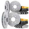 7204-99084 Drilled/Slotted Rotors w/Heavy-Duty Brake Pads Kit [Silver], 2010-2011 Ford/Lincoln/Mercury/Mazda, Position: Front an - image 1