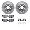 7212-39028 Drilled/Slotted Rotors w/Heavy-Duty Brake Pads Kit & Hardware [Silver], Fits Select Mopar, Position: Rear - image 1