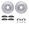 7212-39033 Drilled/Slotted Rotors w/Heavy-Duty Brake Pads Kit & Hardware [Silver], Fits Select Mopar, Position: Front - image 1