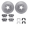 7212-39047 Drilled/Slotted Rotors w/Heavy-Duty Brake Pads Kit & Hardware [Silver], 2006-2014 Mopar, Position: Rear - image 1