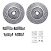 7212-39061 Drilled/Slotted Rotors w/Heavy-Duty Brake Pads Kit & Hardware [Silver], 1973-1981 Mopar, Position: Front - image 1