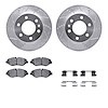 7212-40107 Drilled/Slotted Rotors w/Heavy-Duty Brake Pads Kit & Hardware [Silver], 2007-2018 Multiple Makes/Models, Position: Fr - image 1