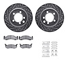 7212-40117 Drilled/Slotted Rotors w/Heavy-Duty Brake Pads Kit & Hardware [Silver], 1974-1981 Mopar, Position: Front - image 1